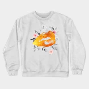 Gold Lips Floral Bohemian Fashion Crewneck Sweatshirt